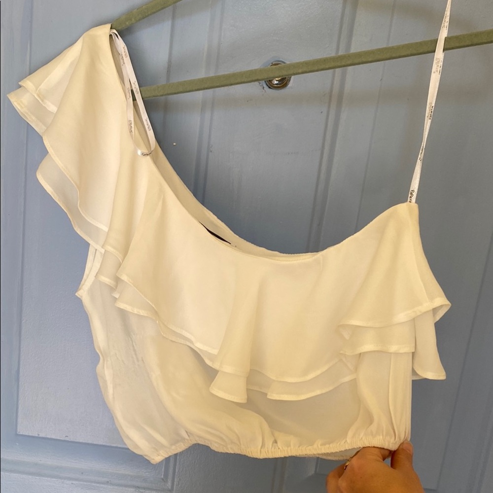 White Ruffled One-Shoulder Top - Picture 4 of 4